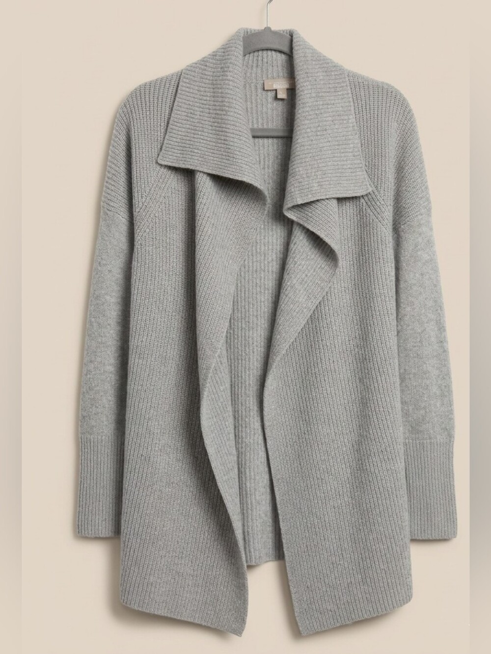 Banana Republic Ribbed 100% Cashmere Open Cardigan Draped Sweater, Small